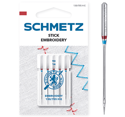 Image avec aiguilles à broder pour machine à coudre SCHMETZ EMBROIDERY NEEDLES - n°90 (5 pcs) – disponible chez Šarlotes audumi