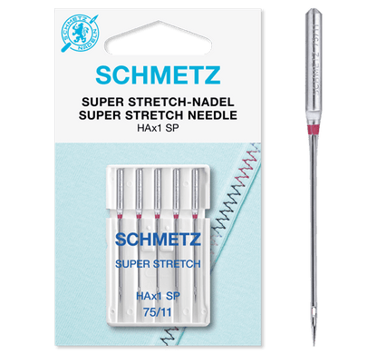 Aiguilles pour machine à coudre pour maille très extensible SCHMETZ SUPER STRETCH - n°75 (5 pièces)