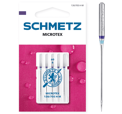 Aiguilles pour machine à coudre pour tissus fins SCHMETZ MICROTEX - n°60 (5 pièces)