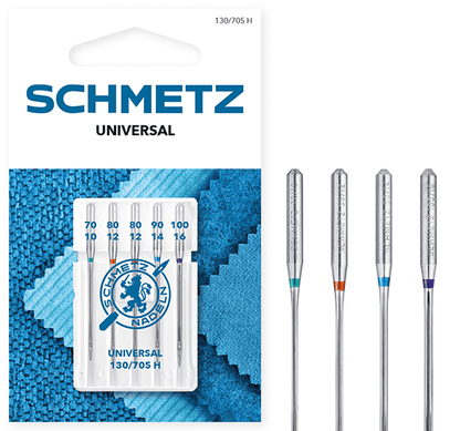 Šujmašinu adatas universālās SCHMETZ UNIVERSAL - Nr./70/80/90/100 (5gab.)