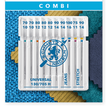 Image du set d’aiguilles pour machine à coudre SCHMETZ CREATIVE 10 JEANS/UNIVERSAL/STRETCH (10 pièces) – disponible chez Šarlotes audumi