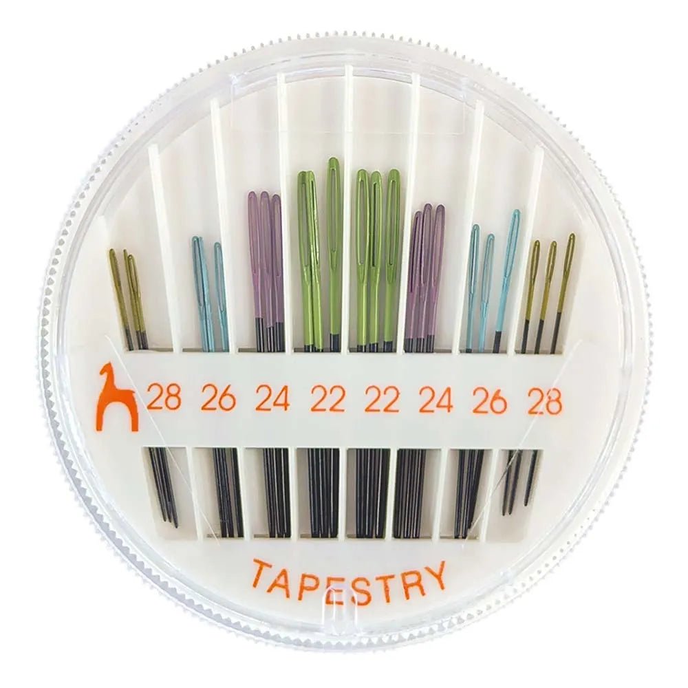 Aiguilles à coudre, Pony Black Tapestry Needles — chas colorés, taille 22–28 – disponible chez Šarlotes audumi