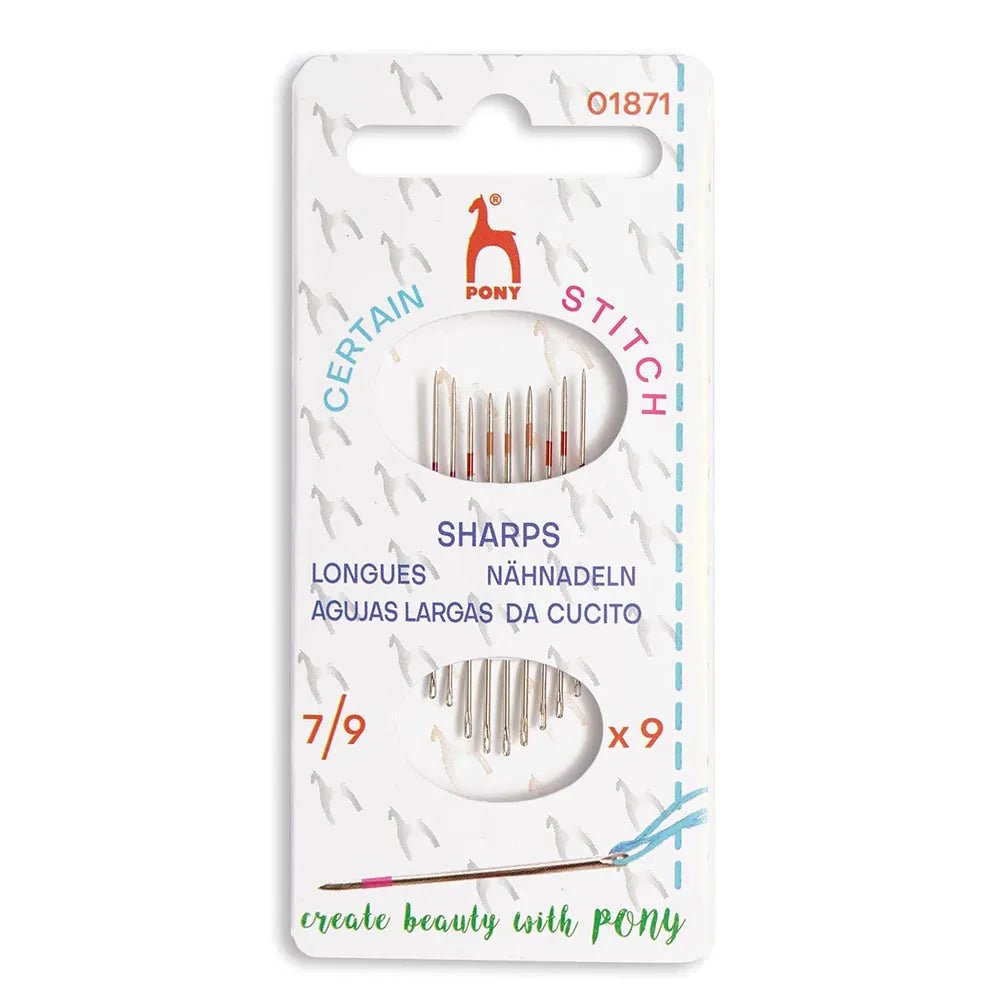 Attēls ar Šūšanas adatas Sharps Nr. 7–8–9 (9 gab.) Pony – pieejams Šarlotes audumi