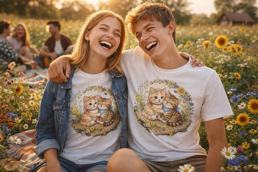 Bild mit T-Shirt „Erster Sommer“ – online erhältlich bei Šarlotes audumi