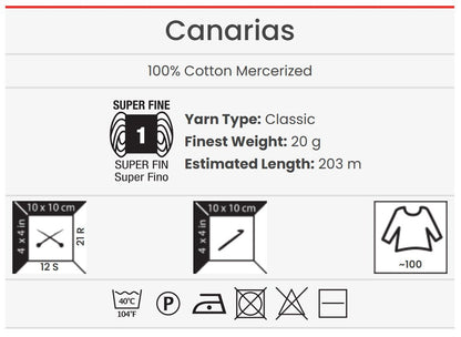 Attēls ar Tambordiegi YarnArt CANARIAS - 20g / 203m – pieejams Šarlotes audumi