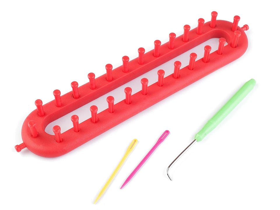 Attēls ar Tapošanas (Knitting Loom) rāmja komplekts šallēmun cepurēm – 5,2 × 26 cm – pieejams Šarlotes audumi