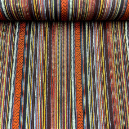 Tissu à motif folklorique, tons orange et bleu 200 g/m²