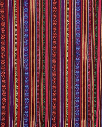 Tissu à motif traditionnel, tons rouges et bleus 200 g/m²