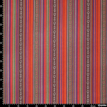 Tissu à motif traditionnel - vert, orange avec rouge 200 g/m²
