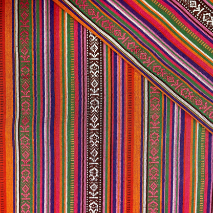 Tissu à motif traditionnel - vert, orange et rouge 200 g/m²