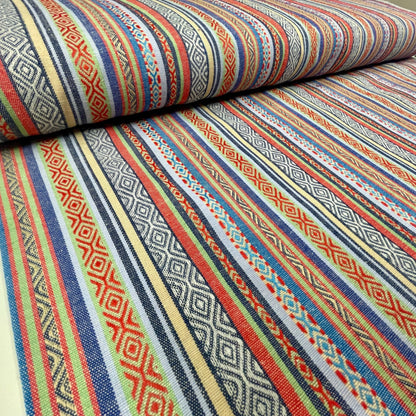 Tissu à motif traditionnel - tons bleus 200 g/m²