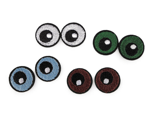 Image avec appliqué thermocollant Yeux Ø 2,2 cm – écusson en tissu brodé, 10 pièces – disponible en ligne chez Šarlotes audumi