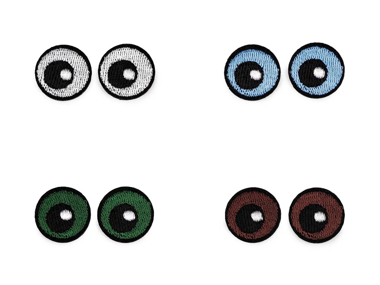 Image avec appliqué thermocollant Yeux Ø 2,2 cm – écusson en tissu brodé, 10 pièces – disponible en ligne chez Šarlotes audumi