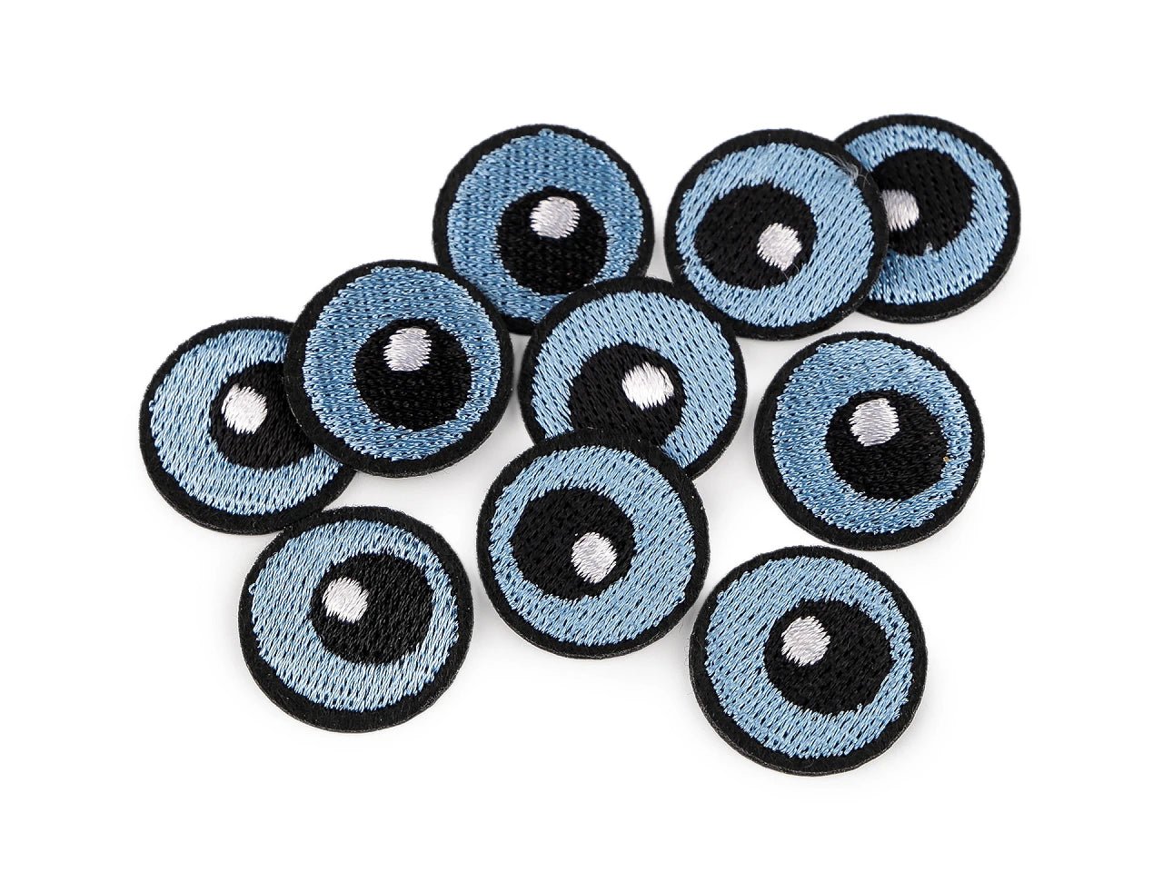 Image avec appliqué thermocollant Yeux Ø 2,2 cm – écusson en tissu brodé, 10 pièces – disponible en ligne chez Šarlotes audumi