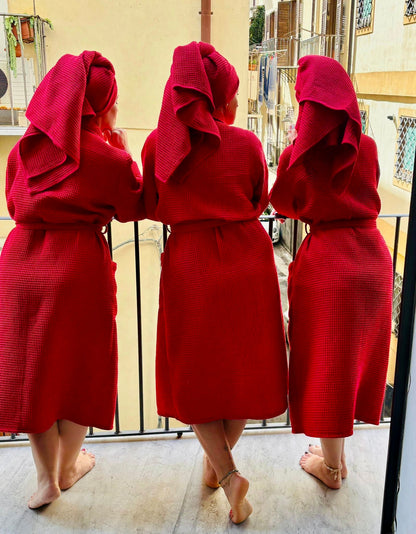 Tissu gaufré - rouge 230 g/m²