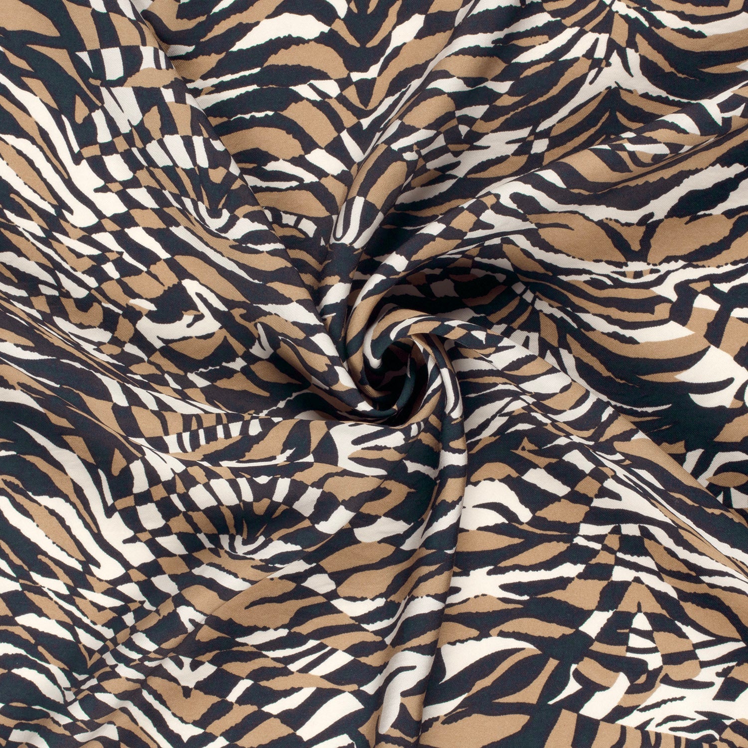 Attēls ar Viskozes audums - brūns zebras motīvs 125 g/m² – pieejams Šarlotes audumi