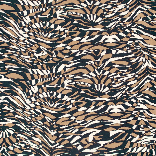 Attēls ar Viskozes audums - brūns zebras motīvs 125 g/m² – pieejams Šarlotes audumi