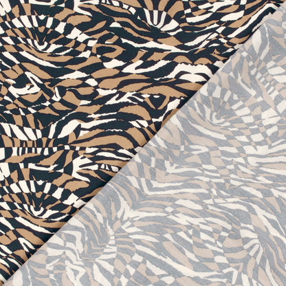 Tissu en viscose - motif zèbre brun 125 g/m² – disponible chez Šarlotes audumi