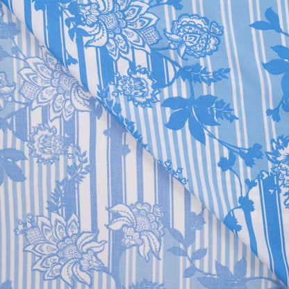 Tissu en viscose - motif de lignes et de feuilles 130 g/m²