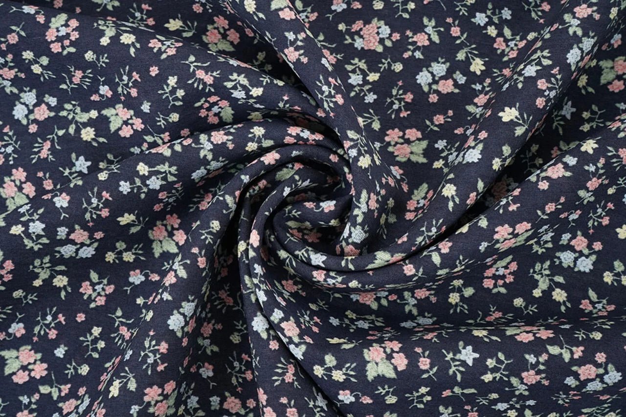 Image of viscose fabric - delicate flowers 80 g/m² - available at Šarlotes audumi