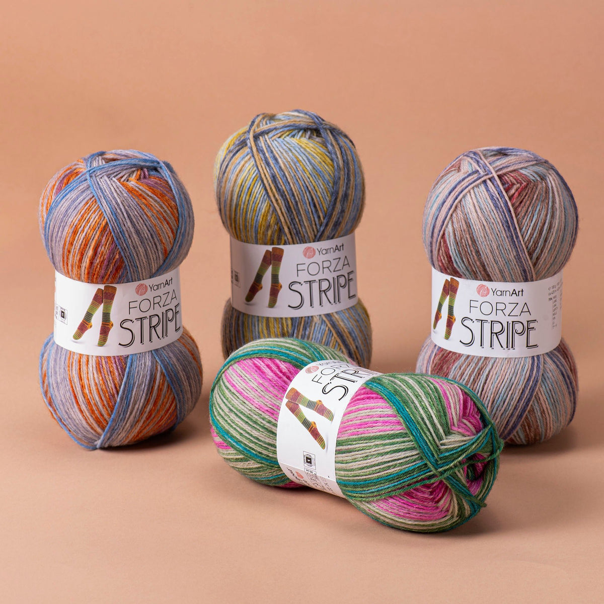 Sockengarn mit Wolle YarnArt Forza Stripe – 100 g / 420 m – online erhältlich bei Charlottes Stoffe