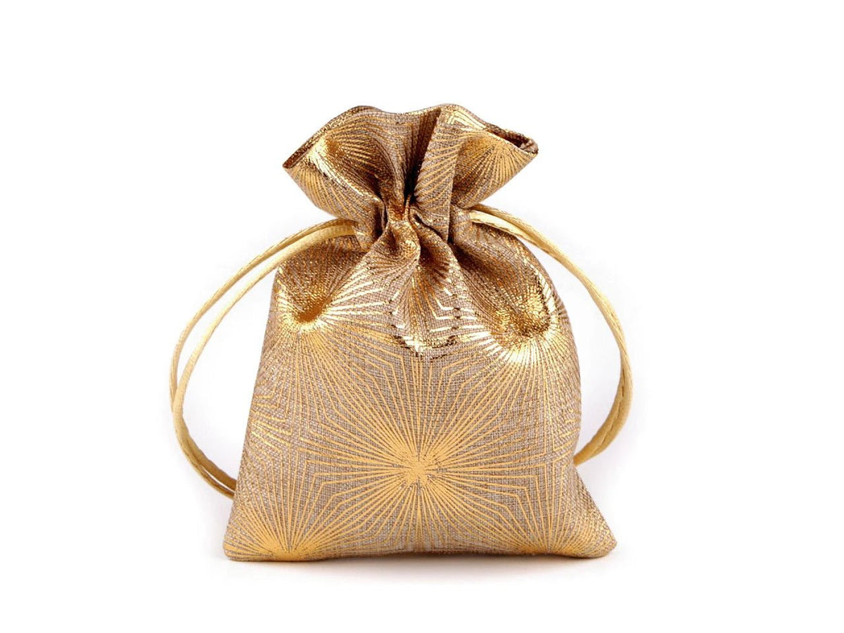 Attēls ar Zelta dāvanu maisiņš 13x18 cm – pieejams internetā Šarlotes audumi