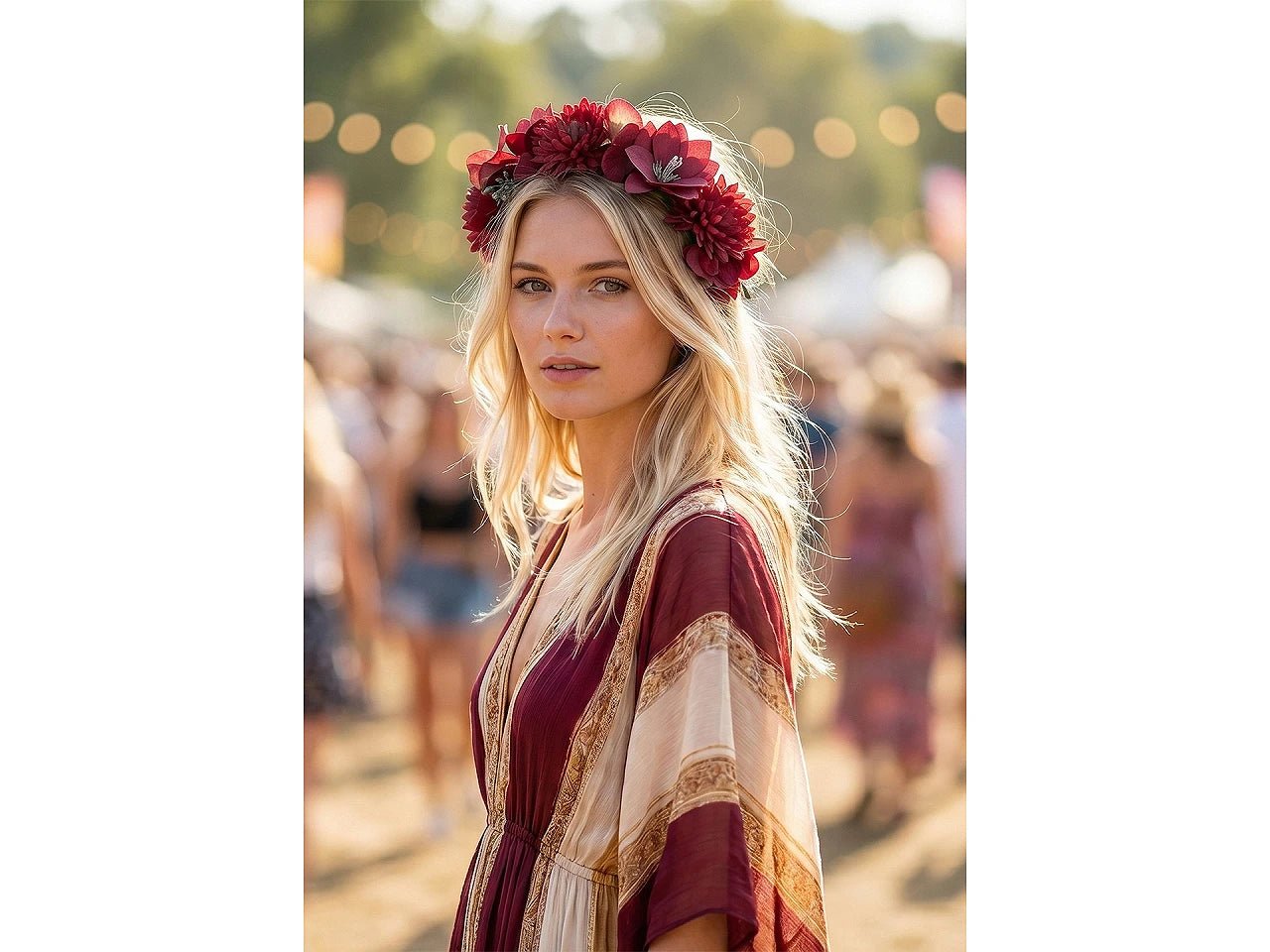 Image of a flower wreath, headband – available at Charlotte's Fabrics