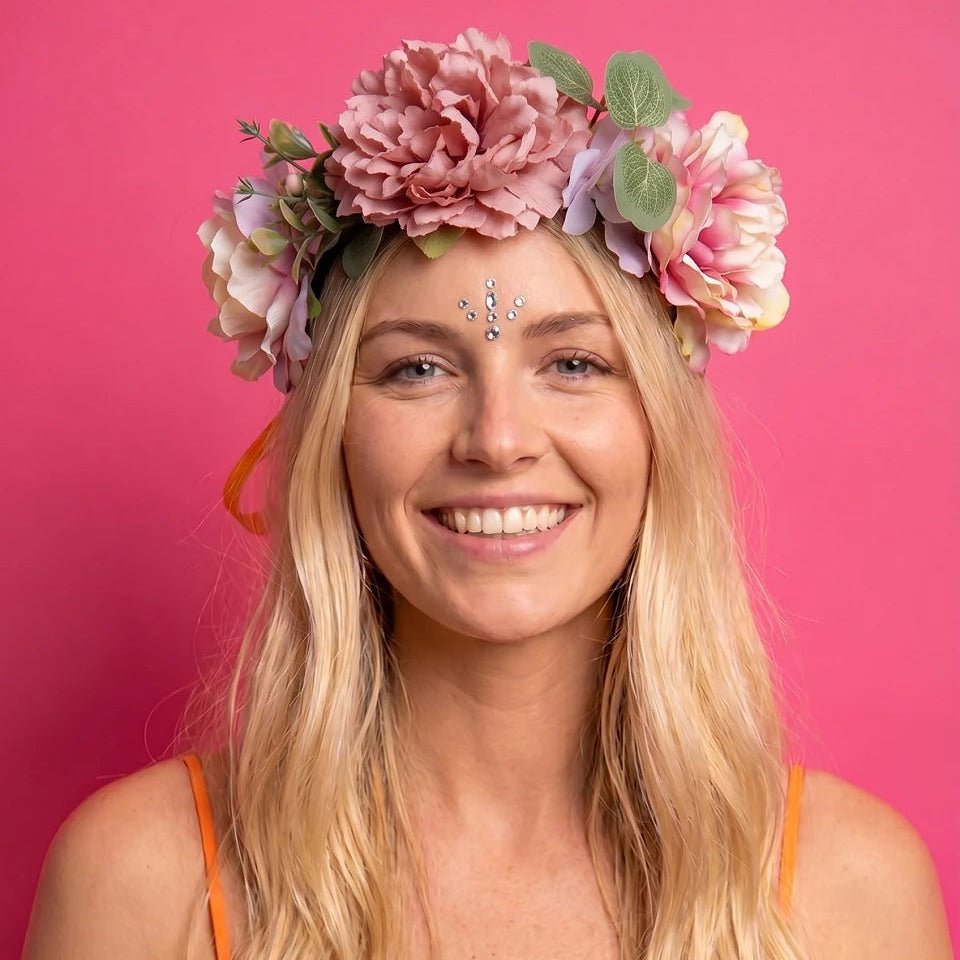 Image with flower crown, headband – available at Šarlotes audumi