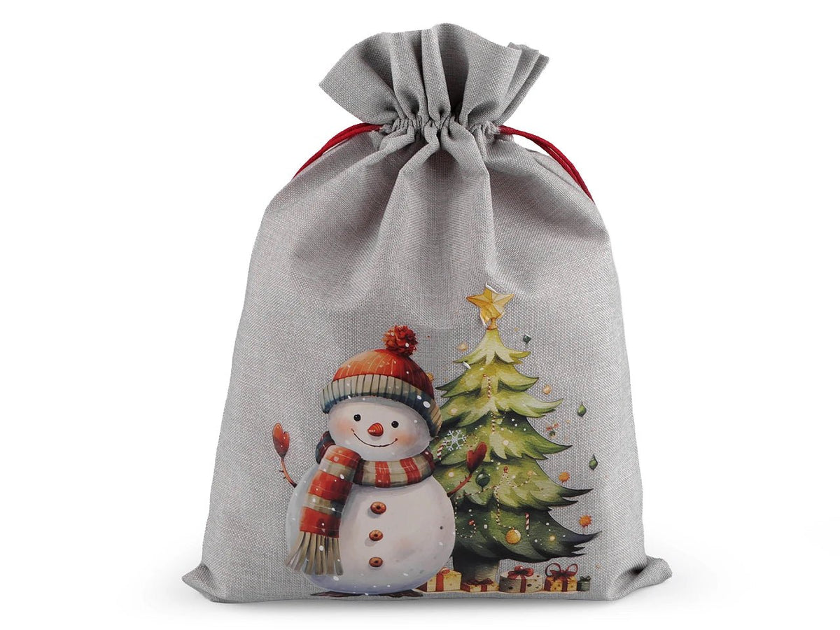 Weihnachtsgeschenksack mit Schneemann 30 × 40 cm – online erhältlich Šarlotes audumi