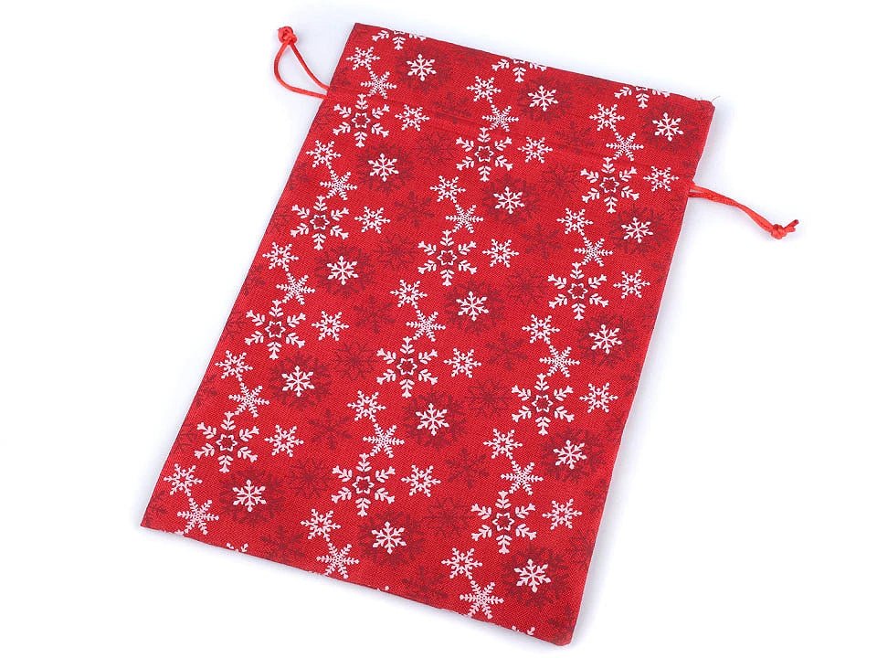 Bild eines Weihnachtsgeschenksacks mit Schneeflocken 20 × 30 cm – online erhältlich bei Šarlotes audumi