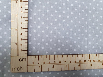 100% tissu en coton - pois blancs sur fond gris (4 mm) 130 g/m²