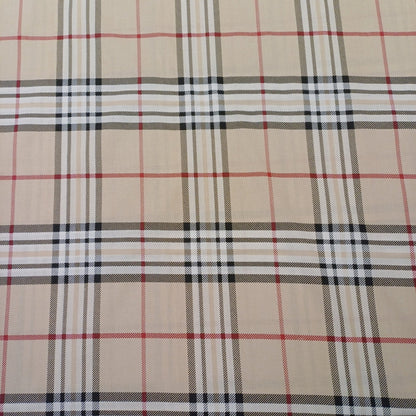 Tissu 100 % coton à carreaux crème 130 g/m²