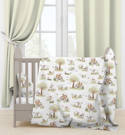 100% tissu en coton - renard à vélo 125 g/m²