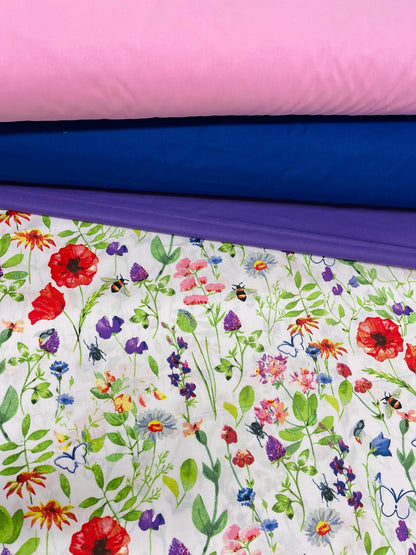 Tissu 100 % coton bleu bleuet 125 g/m²