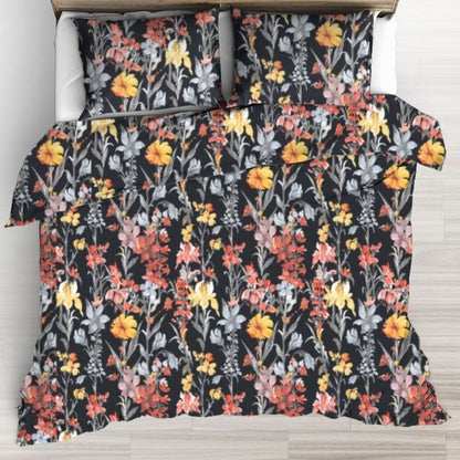 Tissu 100 % coton – fleurs roses sur fond sombre 125 g/m²