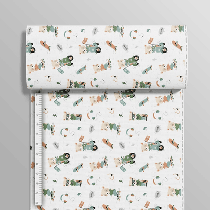 Tissu 100 % coton - ours sportif 125 g/m²