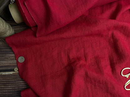 100 % lin lavé rouge cerise 205 g/m²