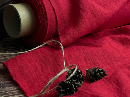100 % lin lavé rouge cerise 205 g/m²