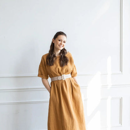 100% lin lavé-caramel salé 205 g/m²