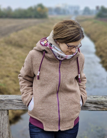 Tissu 100 % laine, chiné pétrole, 385 g/m²