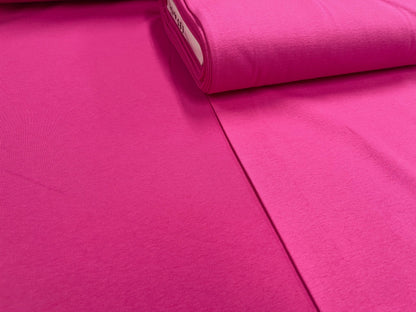 Tricot en coton molletonné-fuchsia 285 g/m²