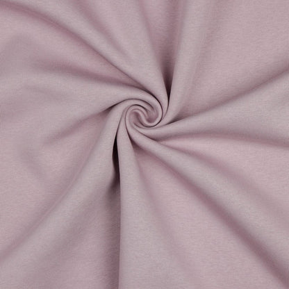 Tricot en coton molletonné rose poudré 285 g/m²