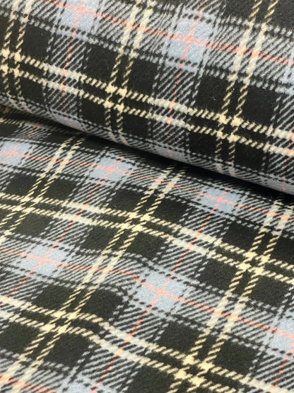 Tissu pour manteau bleu à carreaux 410 g/m²