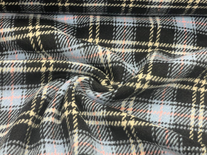 Tissu pour manteau bleu à carreaux 410 g/m²