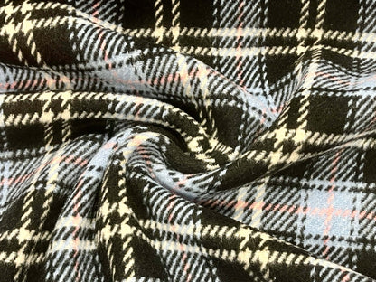 Tissu pour manteau bleu à carreaux 410 g/m²