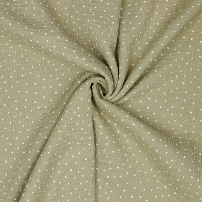 Pois en mousseline sur fond beige 125 g/m²