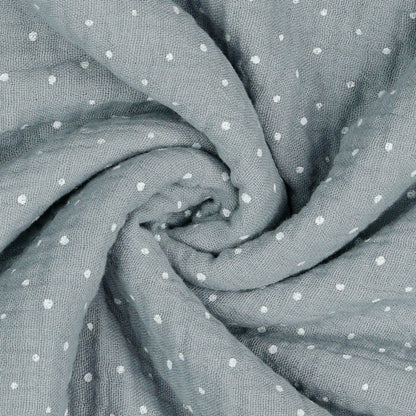 Mousseline à pois sur fond gris 125 g/m²