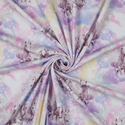Jersey de coton fin - licornes dans les nuages 200 g/m²