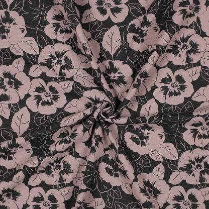 Jersey de coton fin avec fleurs sur fond sombre 200 g/m²