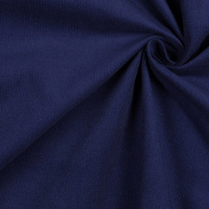 Velours côtelé fin en coton, bleu foncé 145 g/m²